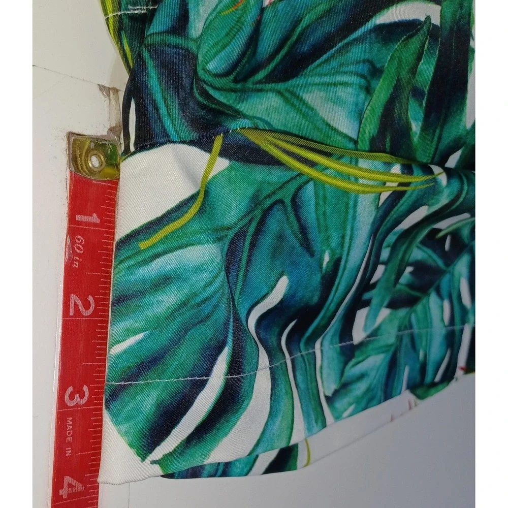 Pepita Perez Womens L High Waist Tropical Palm Print Shorts Bold Resort Vacation